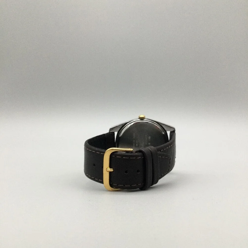 Armitron Mens Watch 38mm Two Tone Leather Strap Day Date 165FT New Battery
